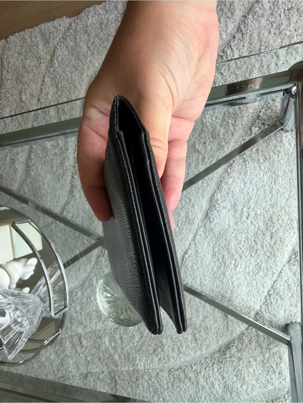 CHANEL Black Caviar Leather Continental Wallet with Raised CC